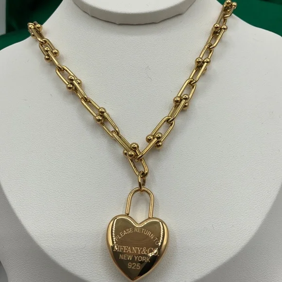 Tiffany style massive gold heart pendant - Picture 2 of 5